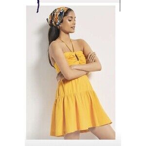 Anthropologie Yellow Pleated Tiered Sundress